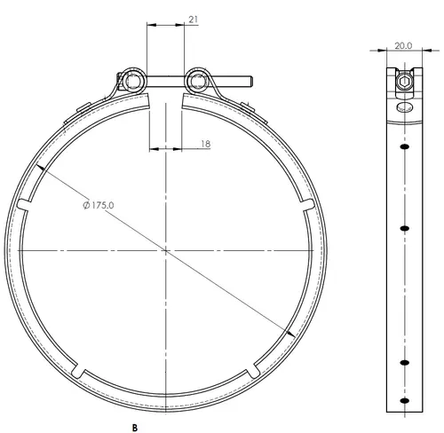Heavy Duty V-Clamp, Ø=175 / L=20, INOX