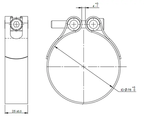TightFit Clamp for DAF, Ø=78-81 mm, ALU