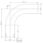 90ø Exhaust Bend, OD/ID=76.1/76.7, L=295, SS