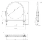 U-Bolt Clamp, Ø=127 / L=165, M8, INOX