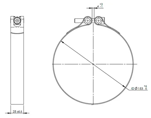 TightFit Clamp, Ø=153-158 mm, INOX