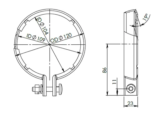 V-Clamp for Mercedes, Ø=104 / L=23 mm, ZINC