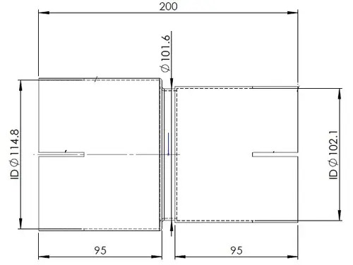 Pipe Adaptor ID/ID=102.1/114.8 L=200, ALU