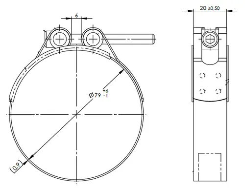 HoseFit Clamp for Nissan, Ø=79-85 / L=25 mm, INOX