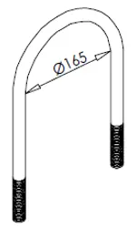 U-Bolt Clamp, Ø=165/L=220 mm, M10, ZINC