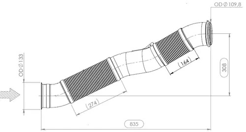 Exhaust Pipe w. Flex, D3S for Scania