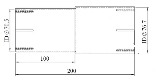 Pipe Adaptor ID/ID=70.5/76.7 L=200, ALU