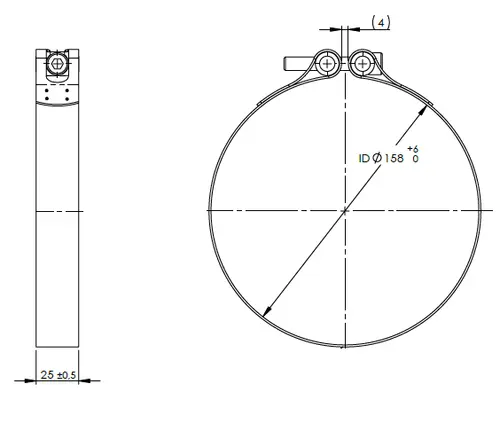 TightFit Clamp, Ø=158-163 mm, INOX