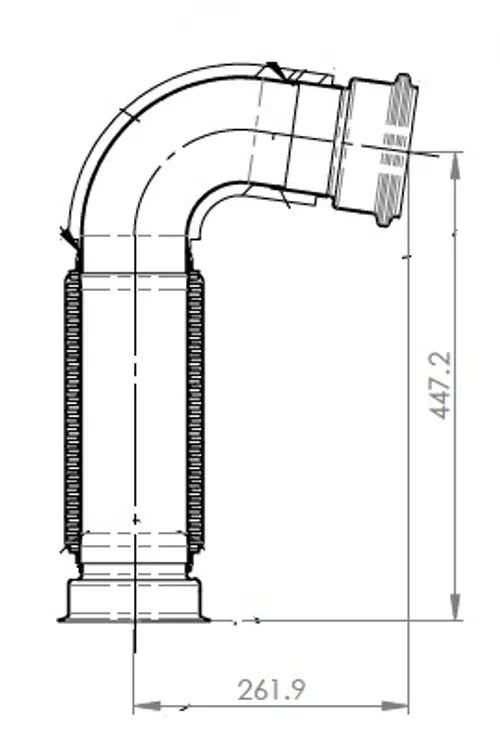 Insulated pipe w. Bellow for Peterbilt