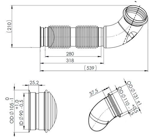 Exhaust Pipe w. Bellow for Iveco