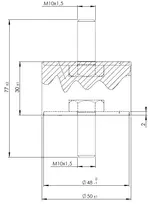 Rubber Mounting for DAF, Ø=50 /L=77, M10, ZINC