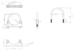 U-Bolt Clamp, Ø=76.2 / L=105, M8, ZINC