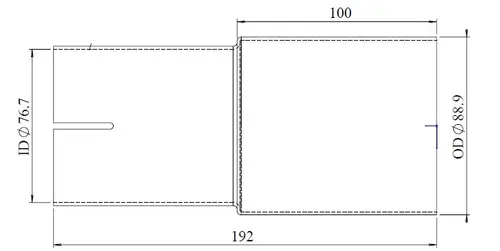 Pipe Adaptor, ID/OD=76.7/88.9 L= 200, ALU