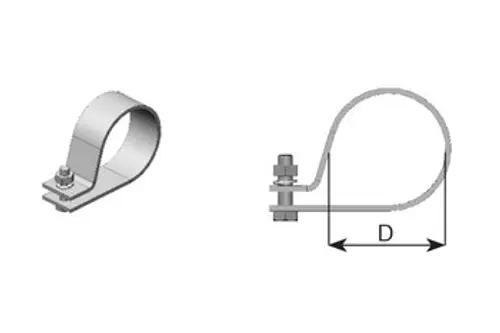 Pipe Clamp, Ø=80 / L=40 mm, M10, ZINC