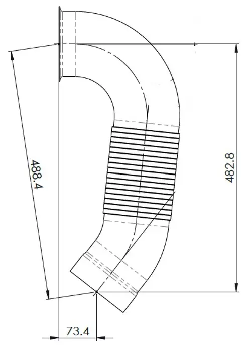 Exhaust Pipe w. Flex, D3S for International