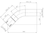 45ø Exhaust Bend, OD/ID=88.9/89.4 L=225, SS