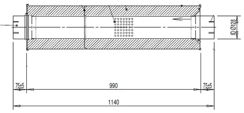 Absorption Silencer, OD=249, L=1140 mm, ALU