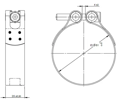 TightFit Clamp for Iveco, Ø=81-84 mm, INOX