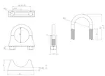 U-Bolt Clamp, Ø=37 / L=63, M8, ZINC