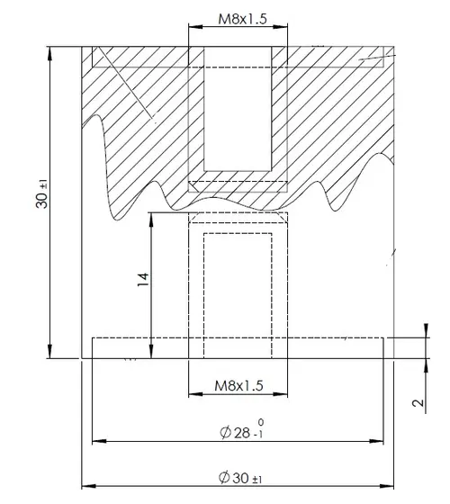 Rubber Mounting for Iveco, Ø=30 / L=30, M8, ZINC