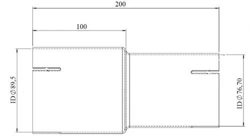 Pipe Adaptor ID/ID=76.7/89.5 L=200, ALU