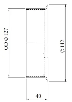 Pipe Connection Female for Scania style, Ø=127 / L=40 mm, ALU