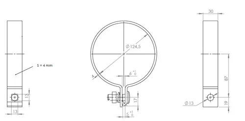 DIN COLLIER pour Mercedes, dia.=124.5 / L=30 mm, ALU