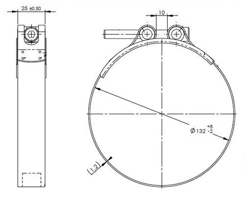 HoseFit Clamp, Ø=130-140 / L=30 mm, INOX