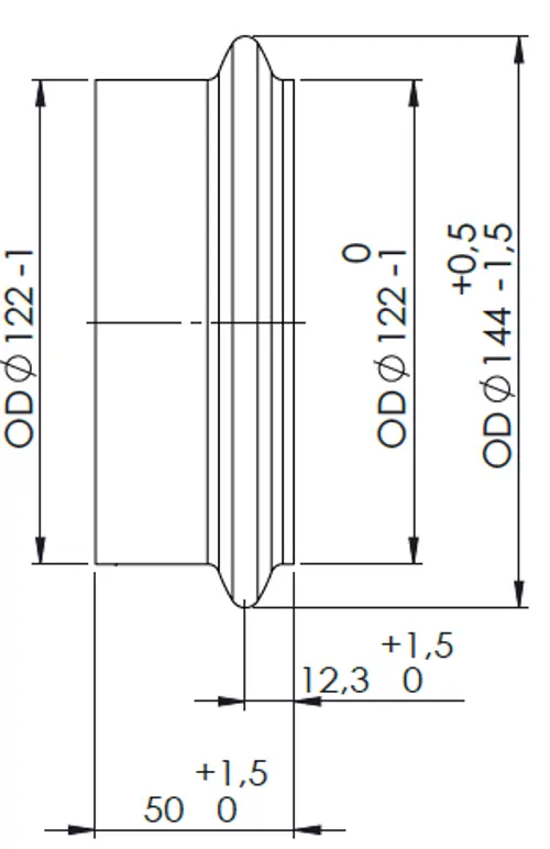 VULST/FLARED END D122 mm INOX