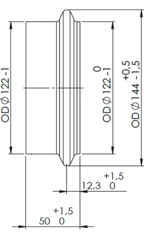 VULST/FLARED END D122 mm INOX