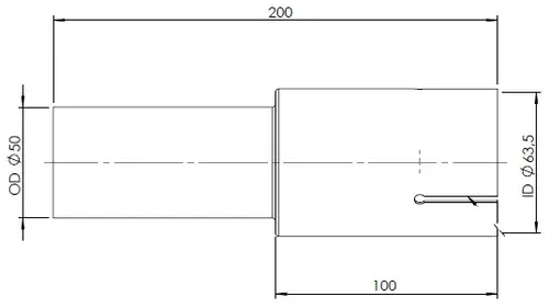 Pipe Adaptor, ID/OD=63.5/50 L= 200, INOX