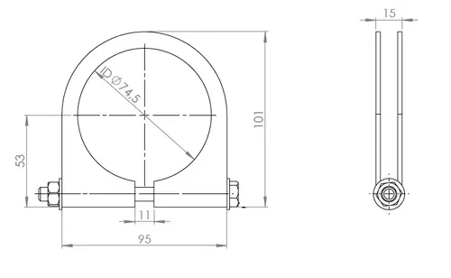 Truck Make Clamp for Mercedes, Ø=74-77 mm, ALU