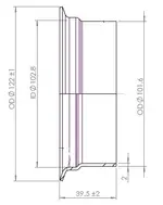 Pipe Connection Female for DAF style, Ø=101.6 /L=39.5, INOX