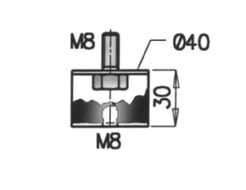 Rubber Mounting for MAN, Ø=40 / L=53, M8, ZINC