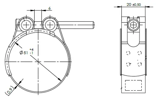 HoseFit Clamp, Ø=50-55 / L=20 mm, INOX
