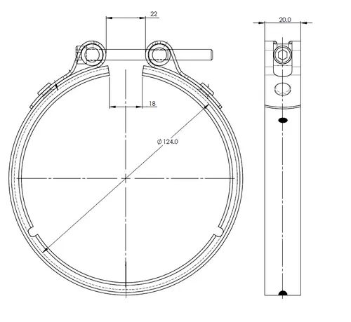 Heavy Duty V-Clamp for DAF, Ø=101.6 / L=20, INOX