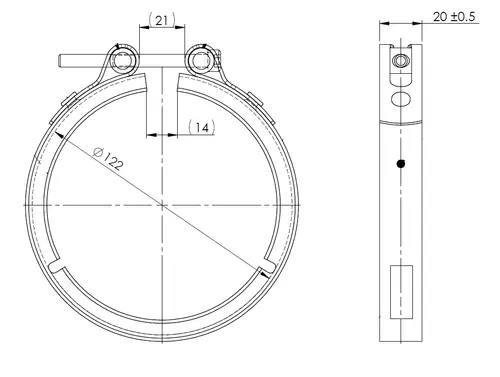 Heavy Duty V-Clamp for Leyland, ÃƒËœ=101.6 / L=20, INOX