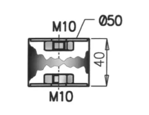 Rubber Mounting for Volvo, Ø=50 / L=40, M10, ZINC