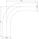90ø Exhaust Bend, OD=88.9 / L=320, ALU