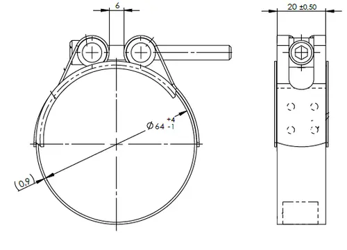 HoseFit Clamp, Ø=63-68 / L=25 mm, INOX