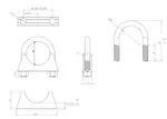 U-Bolt Clamp, Ø=38 / L=65, M8, ZINC