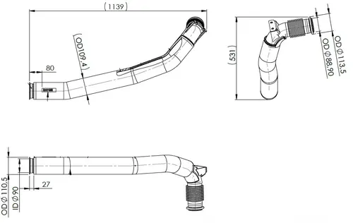 Insulated Exhuast Pipe w. Bellow for DAF