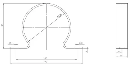Pipe Bracket, Ø=120 / L=160, ZINC
