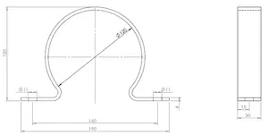 Pipe Bracket, Ø=120 / L=160, ZINC