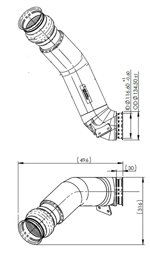 Exhaust pipe w. bellow for DAF