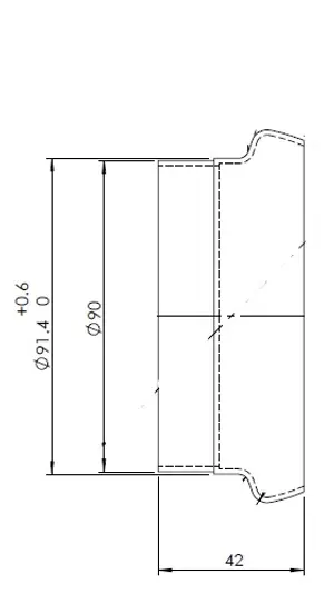 Pipe Connection Male for Mercedes style, Ø=90 / L=42 mm, ALU