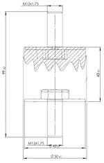Rubber Mounting for Volvo, Ø=50 / L=99, M12, ZINC