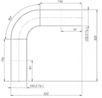 90ø Exhaust Bend, OD=76.2 / L=295, ALU