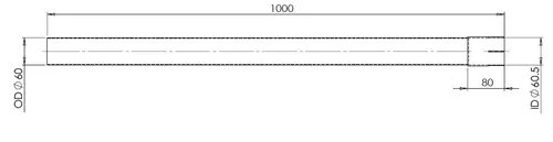 Extension Pipe, OD/ID=60/60.5 / L=1000, ALU