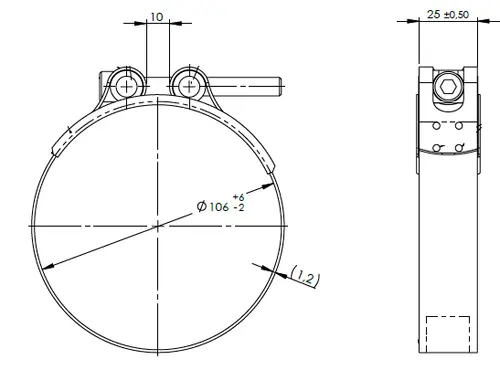 HoseFit Clamp for DAF, Ø=104-112 / L=25 mm, INOX